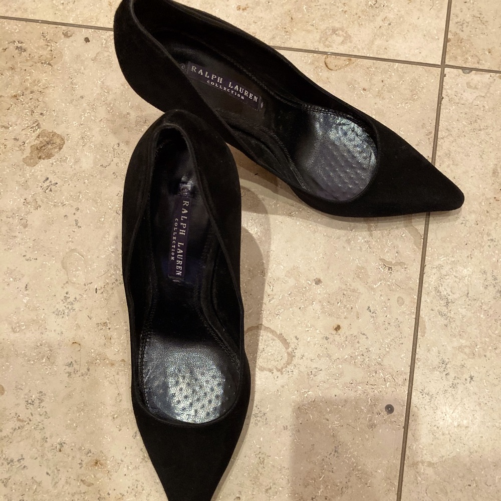 Ralph Lauren Collection black suede pumps